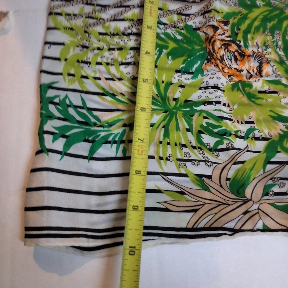 Vintage Silk Lush Jungle Motif Rectangular Scarf